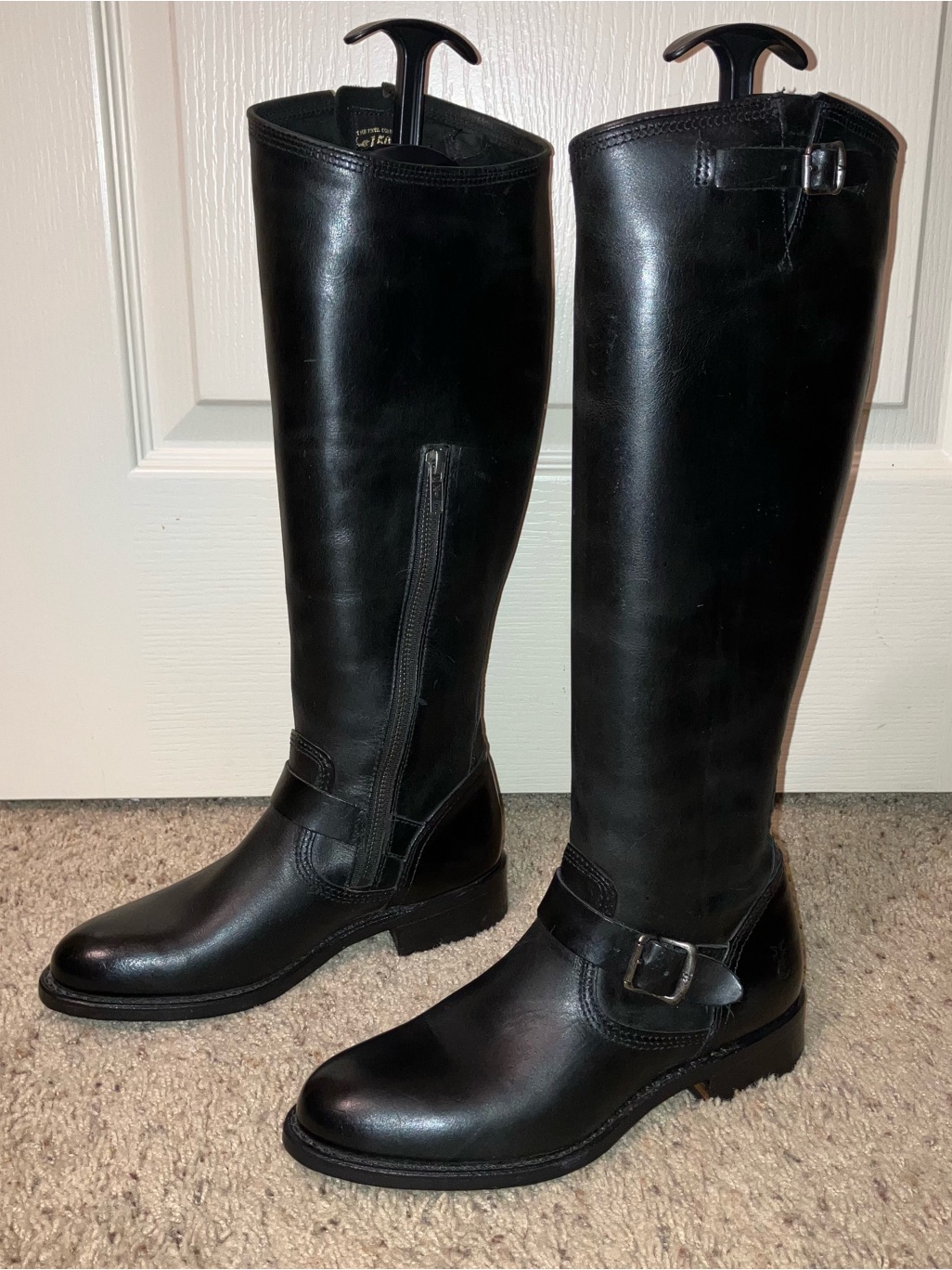 Frye Boots Engineer Moto Riding Black Made In Usa - Sz 5.5 M Excellent!